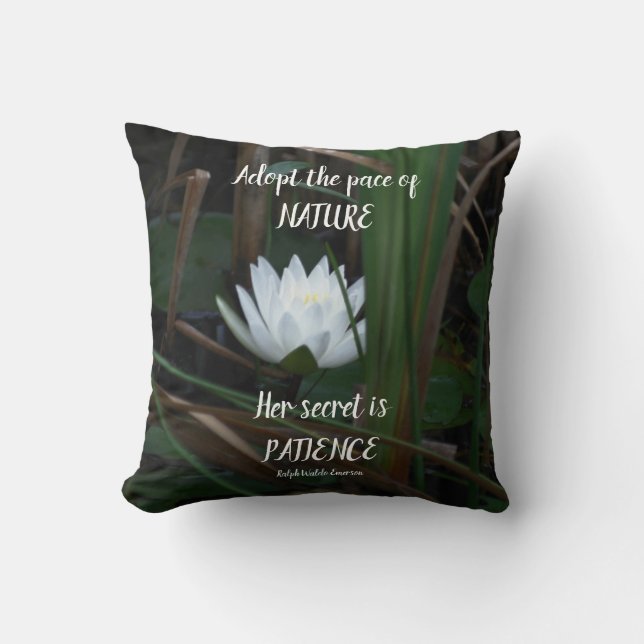 Patience Emerson Inspirational Quote Lotus  Cushion (Front)