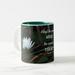 Patience Emerson Inspirational Quote Lotus  Two-Tone Coffee Mug