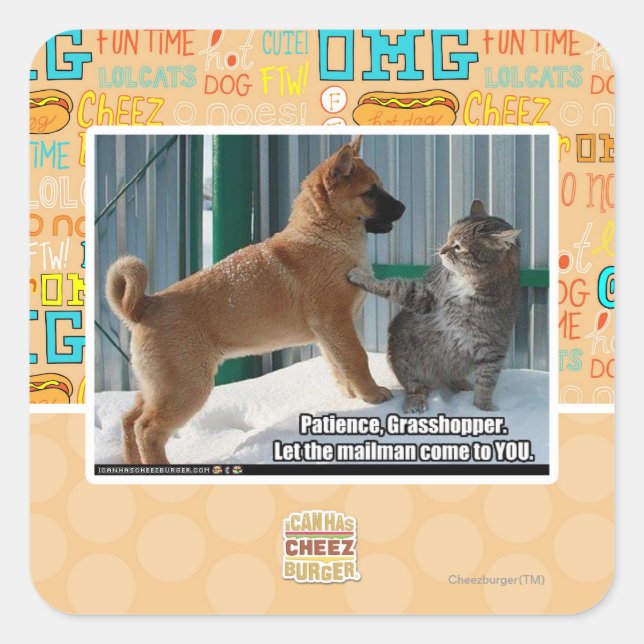 Patience, Grasshopper. Square Sticker (Front)