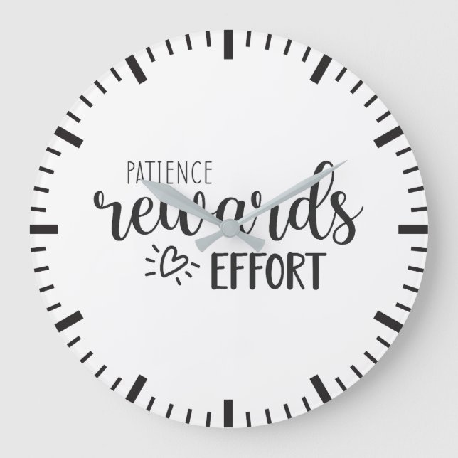 Patience Rewards Effort, Success Hustle Motivation Large Clock (Front)