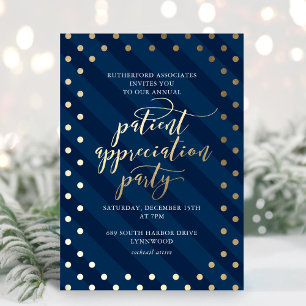 Patient Appreciation Foil Navy Holiday Party Invitation