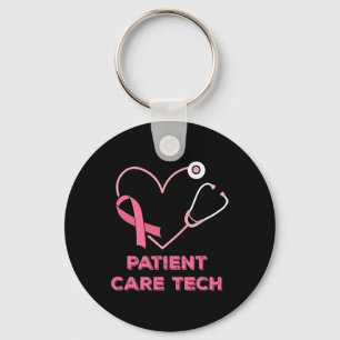 Patient Care Tech Pct Pink Heart Stethoscope Breas Key Ring
