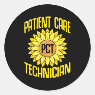 Patient Care Technician Pct Funny Sunflowers Desig Classic Round Sticker