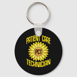 Patient Care Technician Pct Funny Sunflowers Desig Key Ring
