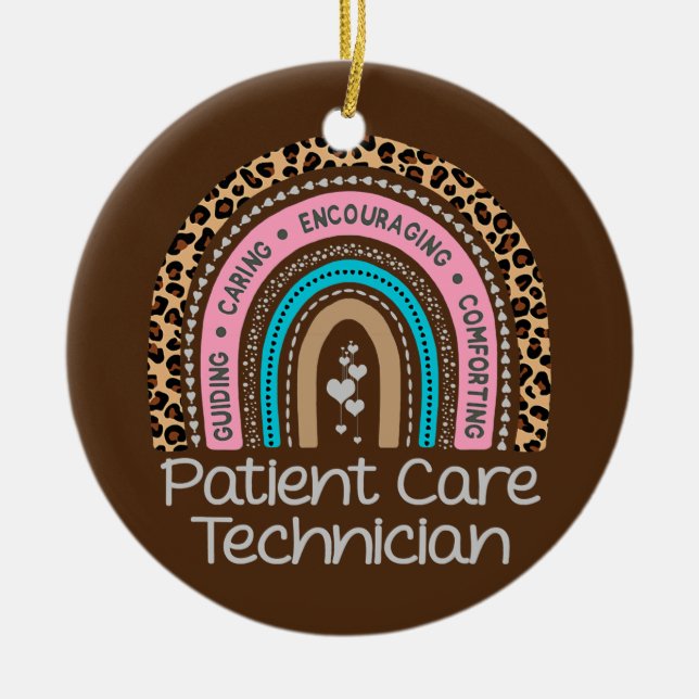 Patient Care Technician Rainbow PCT Tech Nurse Ceramic Ornament (Front)