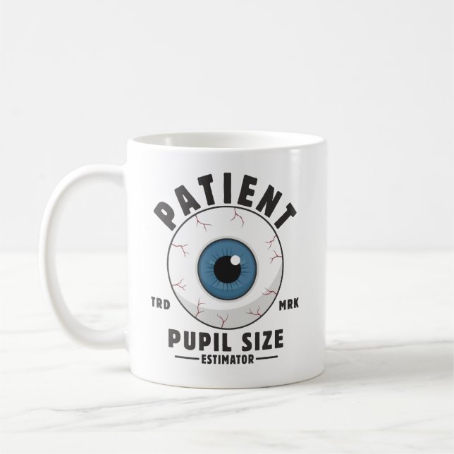 Patient pupil size estimator coffee mug (Left)