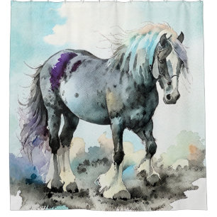 Patient Shire Horse Watercolour Shower Curtain