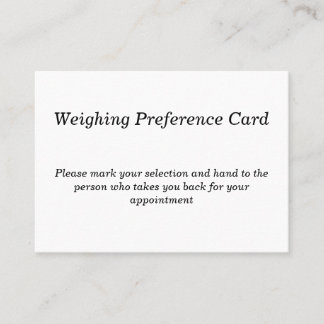 Patient Weighing Options Card for Medical Offices