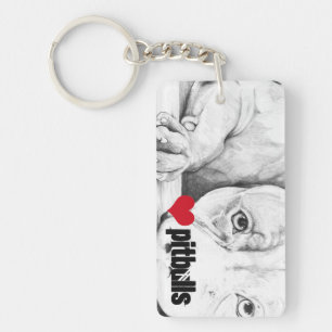 Patiently Waiting (heart pitbulls) Key Ring