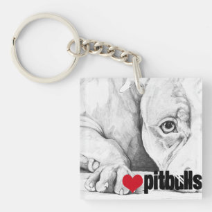 Patiently Waiting (heart pitbulls) Key Ring
