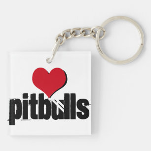 Patiently Waiting (heart pitbulls) Key Ring