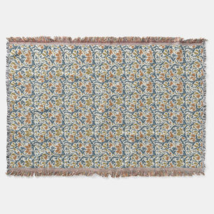 Patina Blue & Copper Foliage Throw Blanket
