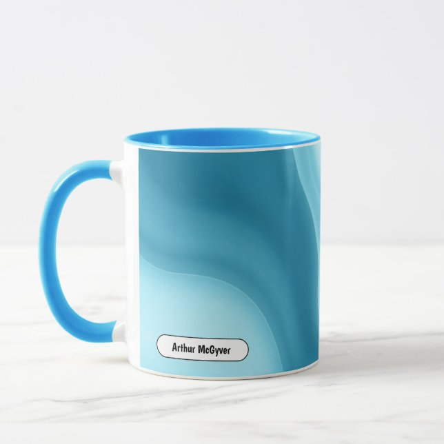 Patina Blue Soft Glow Gradient Abstract Mug (Left)
