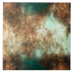 Patina Copper Turquoise Rust Ceramic Tile
