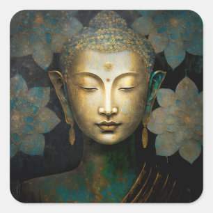 PATINA OF PEACE   MEDITATION PORTRAIT SQUARE STICKER