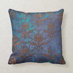 Patina Scroll Work Flowers on Purple Cushion
