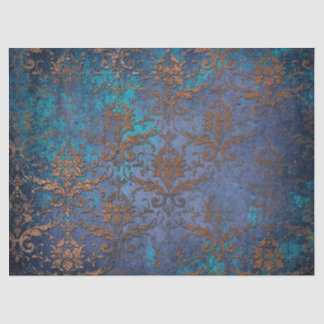 Patina Scroll Work Flowers on Purple Decoupage Tissue Paper
