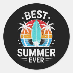 Patio Best Summer Ever Surfing Girls Vacation Swim Classic Round Sticker