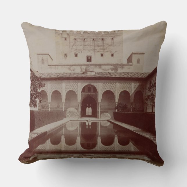 Patio de los Arrayanes, Alhambra, c.1875-80 (sepia Cushion (Front)