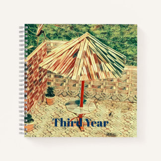 Patio Umbrella House Scenery Modern Art Third Year Notebook