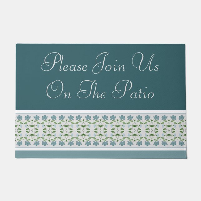 Patio Welcome In Teal Blue Doormat (Front)