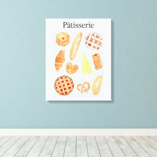 Patisserie French Bakery Pastry Bread Food Art Canvas Print