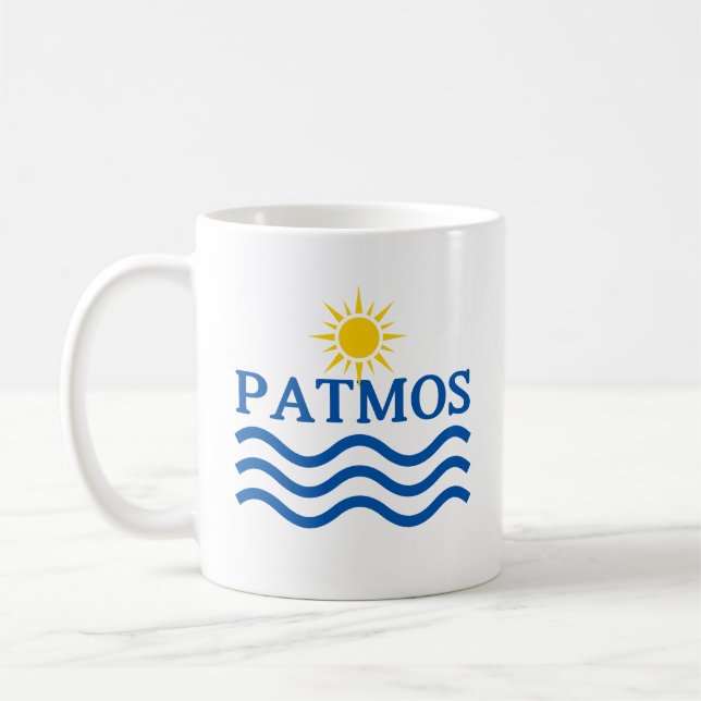 PATMOS Greece, Sun Waves Coffee Mug (Left)