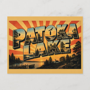 Patoka Lake Indiana Forest Lake Reservoir Art Postcard