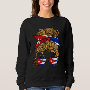 Patria Vida Sos Cuba Flag Women Bun Cuba Caribbea Sweatshirt