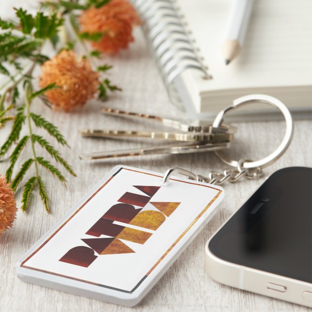 Patria y Vida White Brown Frame Key Ring (Front Right)