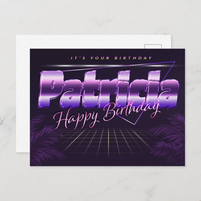 Patricia Name First name purple postcard birthday (Front/Back)