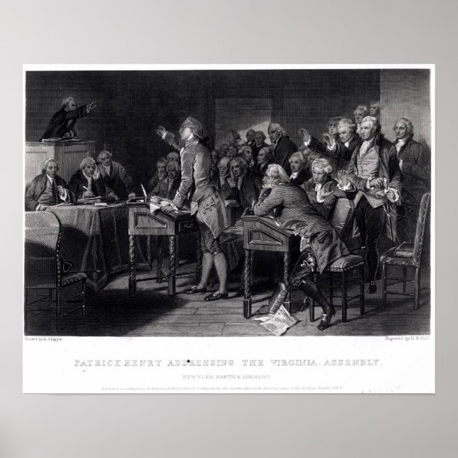 Patrick Henry addressing the Virginia Assembly Poster (Front)