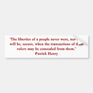 Patrick Henry Quote Bumper Sticker