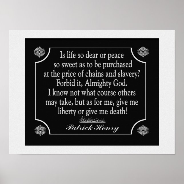 Patrick Henry Speech Quote - art print (Front)