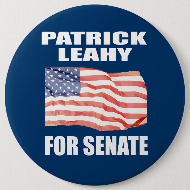 PATRICK LEAHY FOR SENATE 6 CM ROUND BADGE (Front)