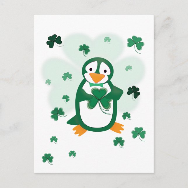 Patrick Penguin St. Patrick's Day Postcard (Front)