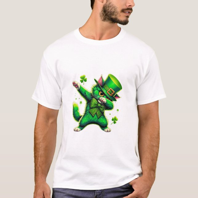 Patrick s Day Dabbing Cat T-Shirt (Front)