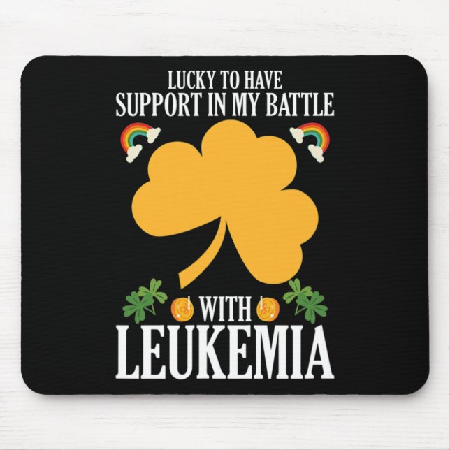 Patricks Day Four Leaf Clover Leukaemia Awareness  Mouse Pad (Front)
