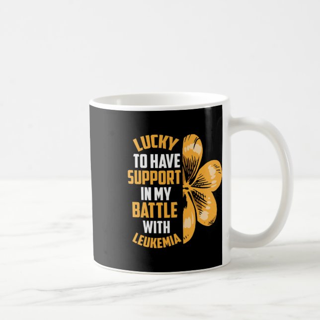 Patricks Day Four Leaf Clover Raise Leukaemia Awar Coffee Mug (Right)