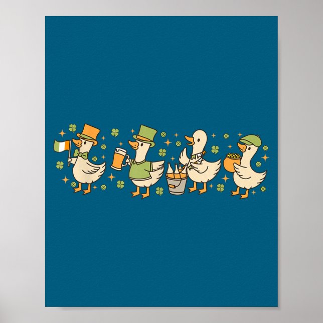 Patricks Day,funny Goose, Shamrock, Beer Gift Tee  Poster (Front)