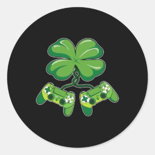 Patrick's Day Gamer Funny Video Game Controller Sh Classic Round Sticker