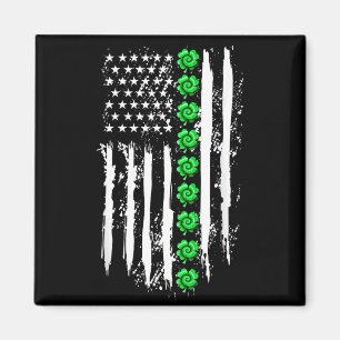 Patricks Day Shamrock Lucky Us American Flag Patri Magnet