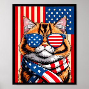 Patrioctic sunglasses cat 4th of july usa american poster