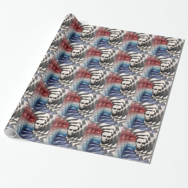 Patriot Abraham Lincoln Wrapping Paper (Unrolled)