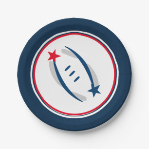 Patriot Blue/Red/White Football 7" Paper Plates