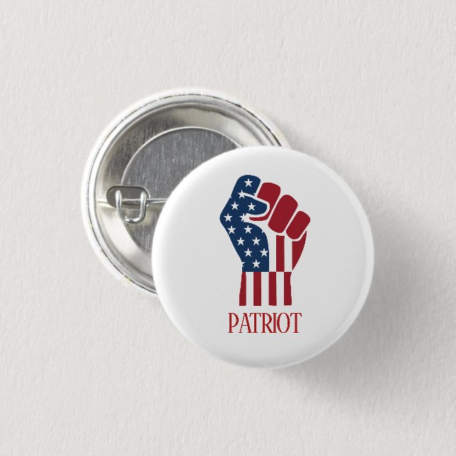 Patriot Clinched Fist 3 Cm Round Badge (Front & Back)