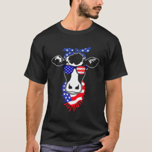 Patriot Cow 4th of July American Flag Farm Animals T-Shirt