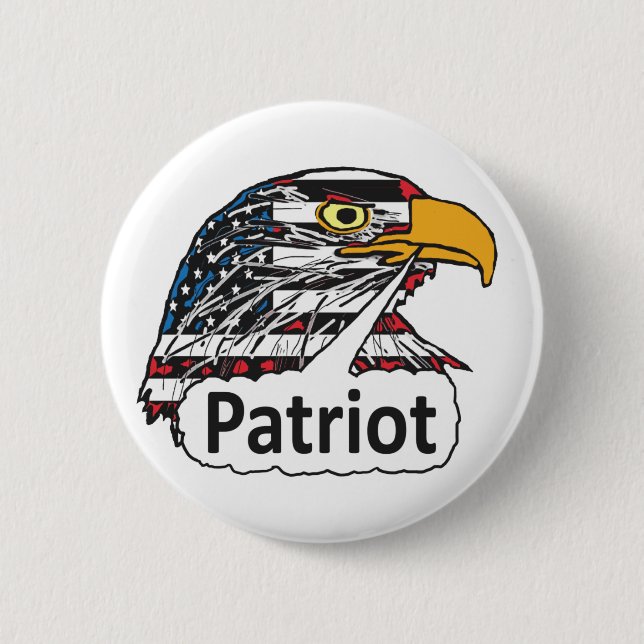 Patriot Eagle 6 Cm Round Badge (Front)