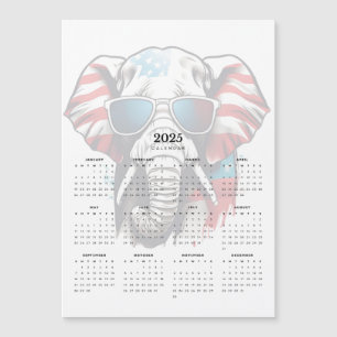 Patriot Elephant Red White Blue Magnetic Calendar
