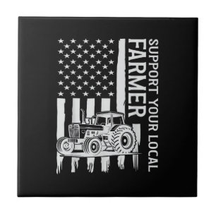 Patriot Farming Tractor USA Flag Farmer Father's D Ceramic Tile